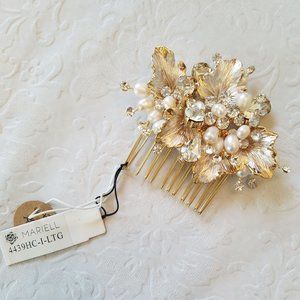 Gold and pearl bridal hair piece